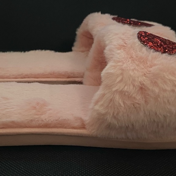 Pink Valentine’s fuzzy slippers. - Picture 2 of 10